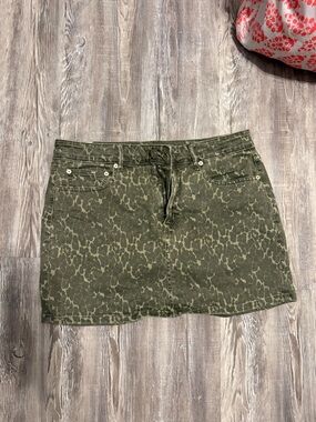 American Eagle Brown Leopard Denim Mini Skirt